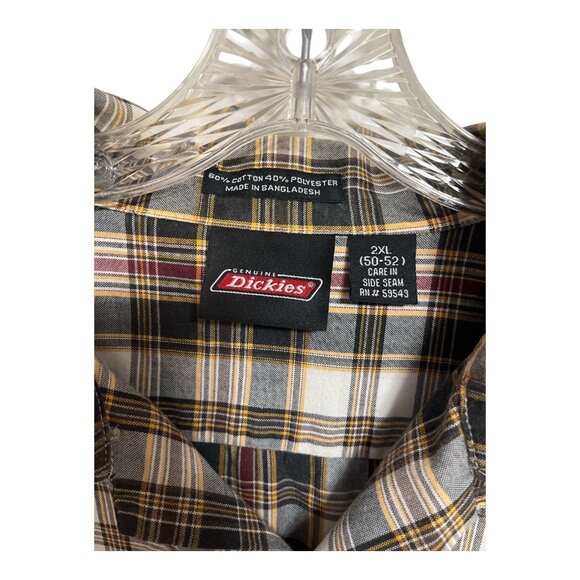 Dickies Men’s 2XL Plaid Button-Up Shirt – Black Gold Gray Check – Cotton Blend S - Picture 3 of 5